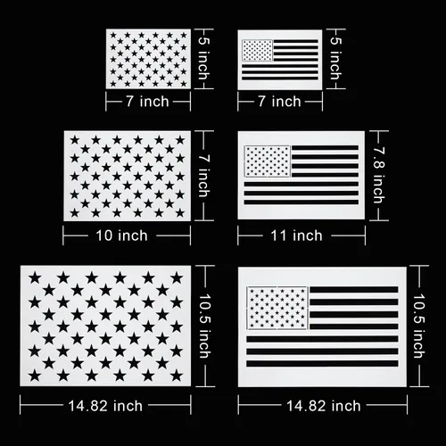 Miniatura 2 de Plantilla de estrella de 50 estrellas con la bandera estadounidense y plantilla de bandera de Estados Unidos 2 en 1 para pintar sobre tela, papel
