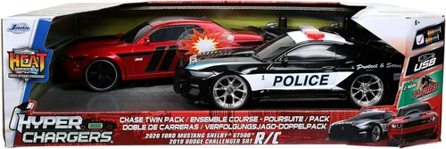 Jada Juguetes Hyperchargers 1:16 2020 Ford Mustang Shelby GT500 y 2019 Dodge Challenger SRT Auto de control remoto, juguetes para niños y adultos