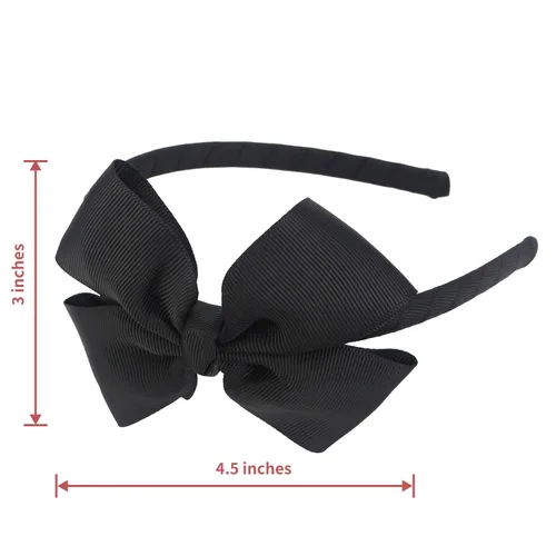 Miniatura 3 de Diadema de lazo negro a la moda, lazo grande de grogrén para el pelo, para niñas y niños pequeños, decoración de fiesta, disfraz de cosplay