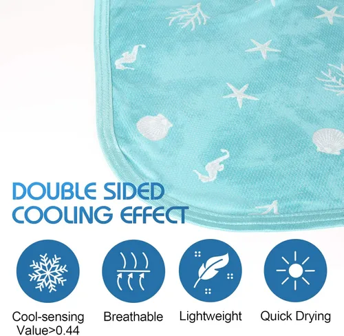Miniatura 2 de Ailemei Direct Manta refrescante con efecto frío de doble cara, ligera y transpirable, manta de cama con temática costera de verano, transfiere