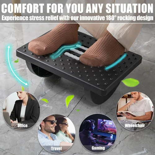 Miniatura 6 de CasaZenith Reposapiés para debajo del escritorio en el trabajo - Taburetes ergonómicos para debajo del escritorio de oficina - Reposapiés oscilante