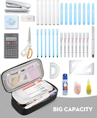 Miniatura 4 de YOKUMA Estuche para lápices, bolsa de lápices de gran capacidad, caja de lápices con cremallera estética, suministros de regreso a clases
