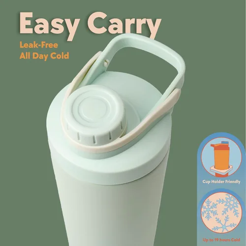 Miniatura 4 de Paradise Shaker Bottle - Botella mezcladora de proteínas de acero inoxidable aislada de 24 onzas, apta para lavavajillas, con cepillo de tapa