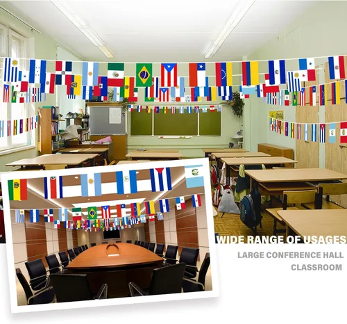 Miniatura 2 de Paquete de 2 banderines de bandera de América Latina con los 21 países, mini banderas pequeñas, pancartas de bandera latina para el mes hispano