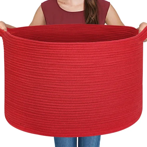 Miniatura 25 de MEGASKET Cesta grande de manta negra, 22 x 22 x 14 pulgadas, contenedor de cuerda tejida para almacenamiento, caja de almacenamiento de juguetes