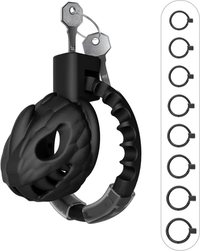 Dokehu Jaula de castidad masculina, dispositivo de castidad grande y ligero con 8 tamaños ajustables y bloqueo invisible, engranaje de bondage y