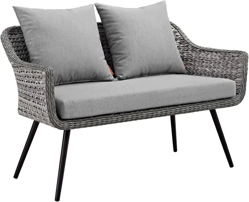 Miniatura 17 de Modway EEI-3176-GRY-GRY-SET - Sillón Endeavor de mimbre para patio al aire libre, 2 sillones, gris