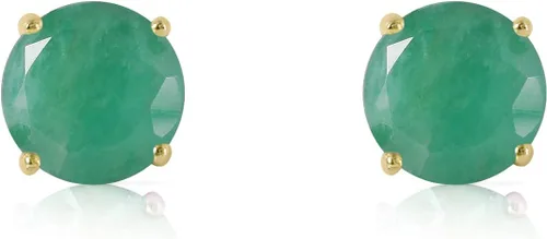 Miniatura 2 de Aretes de oro amarillo macizo de 14 quilates con esmeralda de 0.95 quilates "Spring Doesn't Fade