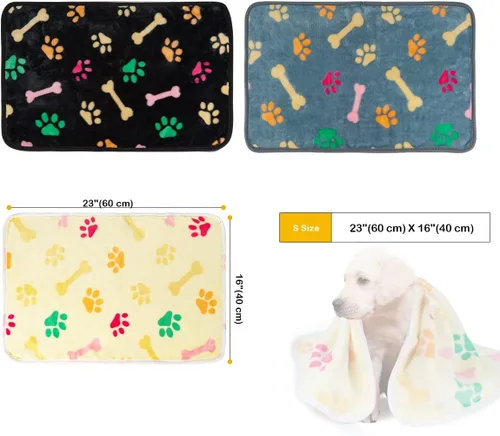 Miniatura 4 de Dono 1 paquete de 3 mantas para perros, manta de forro polar suave y esponjosa para mascotas, tapete cálido para dormir, diseño de huellas