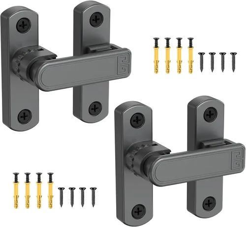 Miniatura 12 de Cerradura de puerta corrediza de granero de 90/180 grados, cerraduras de puerta de seguridad de aleación de zinc ajustables y pestillos
