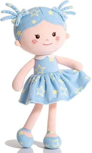 Miniatura 12 de Onetoo First Baby Doll - Muñeca de felpa para niñas, muñeca de trapo suave para niñas, durmiendo, abrazo, amigo, vestido sin mangas, color rosa