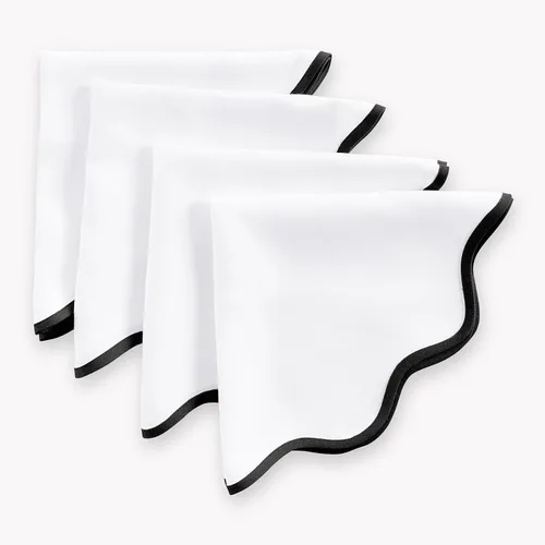 Miniatura 13 de Solino Home Juego de 4 manteles individuales redondos de lino 100% lino puro en blanco y negro de 16 pulgadas, con borde festoneado Giselle, hechos