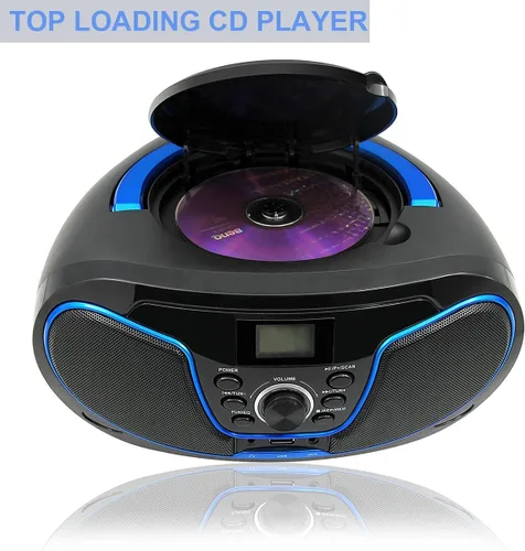 Miniatura 2 de Reproductor de CD Boombox, LP-D02 portátil Bluetooth FM Radio Sistema de sonido estéreo con sonido cristalino, reproducción de MP3, entrada USB
