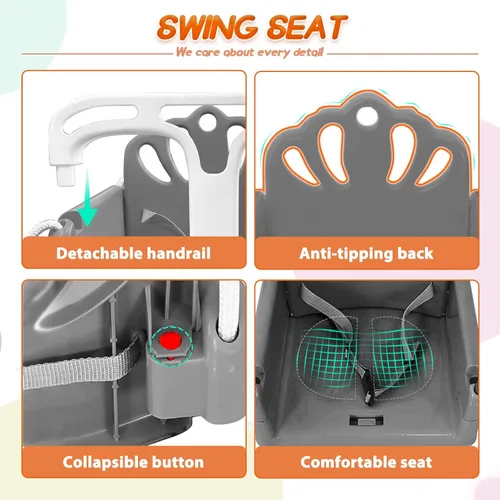 Miniatura 3 de Juego de columpio plegable para bebé y niño pequeño, uso en interiores y exteriores, columpio con rebotador para bebé, juego de columpio seguro