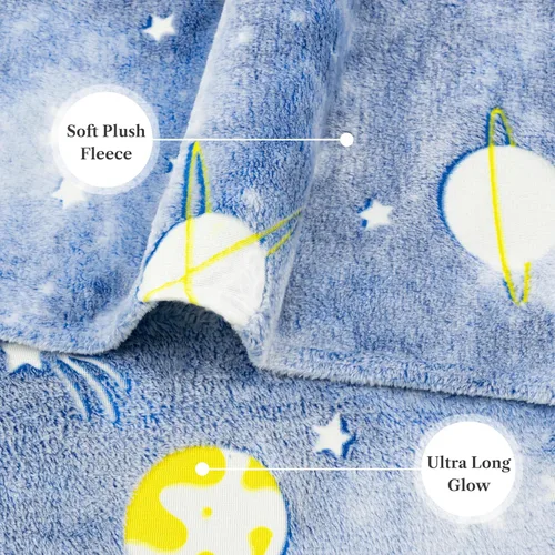 Miniatura 5 de Pavilia - Manta que brilla en la oscuridad, regalo de planeta espacial para niñas y niños, manta de felpa suave para niños de 1 a 10 años, 50x60