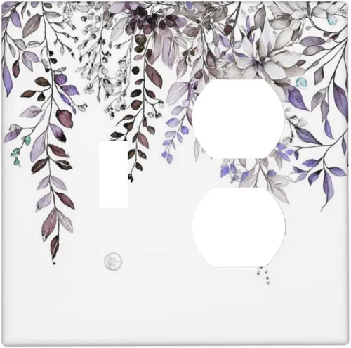 Miniatura 53 de Cubierta decorativa para interruptor de luz, diseño de pájaros y flores florales en blanco y negro, 2 bandas, cubierta decorativa para pared, placa