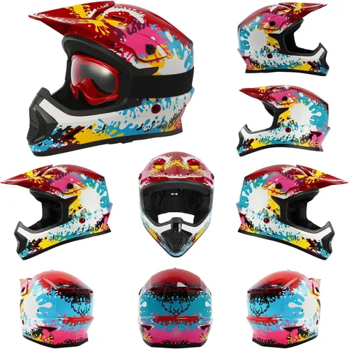 Miniatura 3 de TCMT Casco de motocross para jóvenes, certificado por DOT, casco de motocross ATV de cara completa para niños con gafas, guantes y bolsa para casco