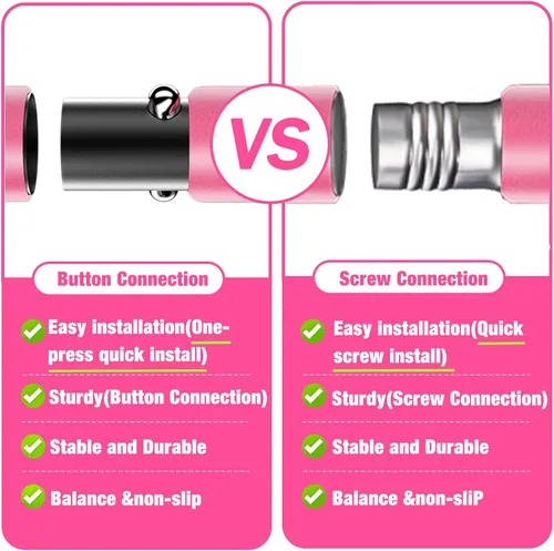 Miniatura 9 de Kit de barra de pilates Bbtops con bandas de resistencia, barra de pilates con bandas apilables, equipo de entrenamiento para piernas, cadera, Rosa
