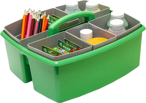 Miniatura 5 de Storex, clasificador grande para manualidades para salón de clases con tazas, 13 x 11 x 6.575 pulgadas, verde, caja de 2 unidades (00983A02C)