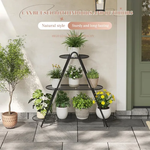 Miniatura 3 de STDDRE Soporte para plantas de interior, estante alto para plantas al aire libre, estante alto para plantas de 3 niveles, soporte de metal grande