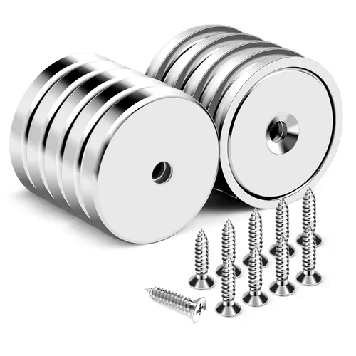 Miniatura 11 de Imanes de taza con agujero avellanado, imán con tornillo, imanes con base redonda con fuerza de sujeción industrial, 60 libras de fuerza