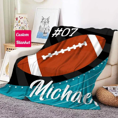 Miniatura 9 de Manta de fútbol personalizada, manta de forro polar suave y acogedora del equipo de fútbol, regalo de fútbol personalizado para niños, papá, marido