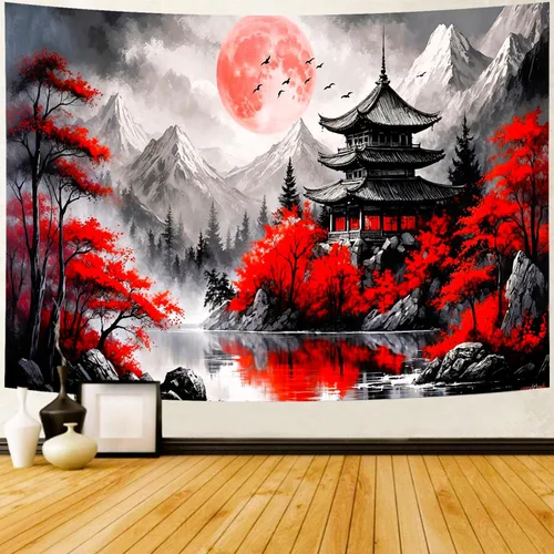 Miniatura 7 de Delur Tapiz de bosque de fantasía, árbol de la vida, mágico cuento de hadas encantado, tapiz para colgar en la pared, tapiz místico psicodélico