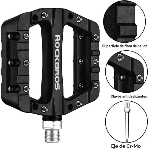Miniatura 3 de ROCKBROS Pedales MTB Pedales de bicicleta de montaña Pedales de plataforma de bicicleta de fibra de nailon ligero para BMX MTB 9/16