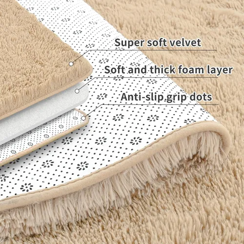 Miniatura 3 de Keeko Alfombras Esponjosas para Sala de Estar y Dormitorio, Alfombra Suave de Felpa para Junto a la Cama, Alfombra Grande Moderna para Interiores