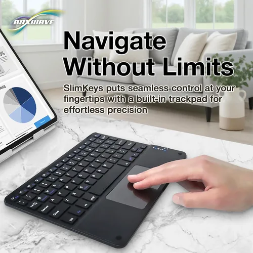 Miniatura 3 de BoxWave Teclado compatible con la tableta Chuwi Hi10, teclado Bluetooth SlimKeys con trackpad, panel táctil delgado portátil, color negro azabache