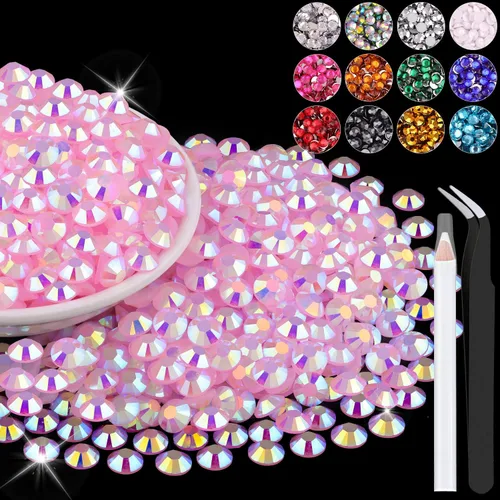 Miniatura 19 de 12000 diamantes de imitación de resina de 0.079 pulgadas a granel para manualidades (transparente), cristales deslumbrantes con parte trasera plana
