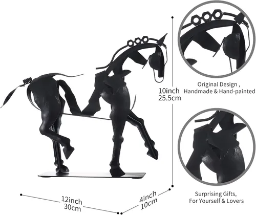 Miniatura 7 de SunBlogs Art Estatua de caballo hecha a mano, decoración rústica única para oficina y hogar, escultura de metal 100% pintada a mano, regalo perfecto