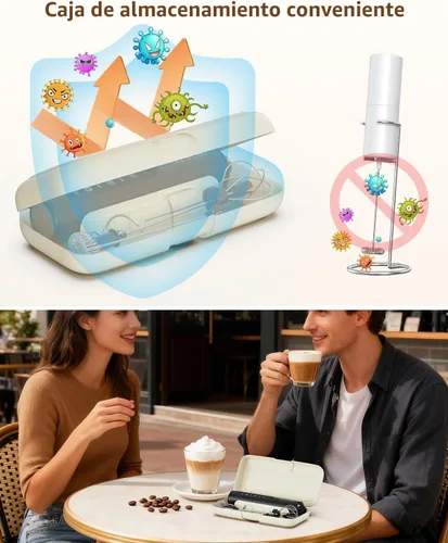 Miniatura 6 de CIRCLE JOY Varita espumadora de leche recargable de mano con 3 velocidades variables, 3 batidores y caja de almacenamiento, mezclador eléctrico