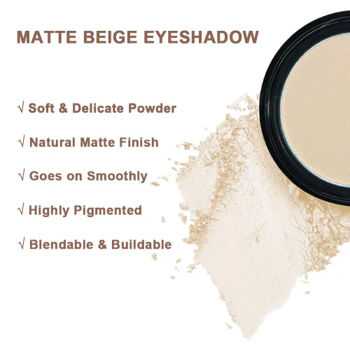 Miniatura 3 de Mysense Paleta de sombras de ojos individuales beige mate, maquillaje de sombra de ojos en polvo prensado, color nude neutro, alto pigmento de larga