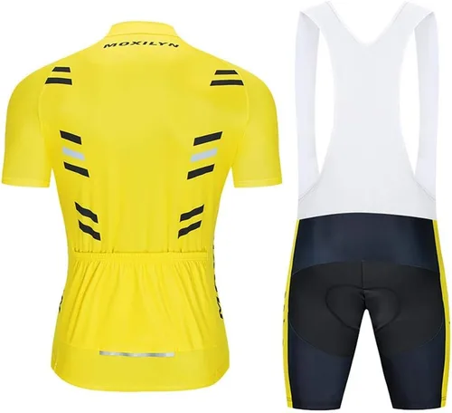 Miniatura 2 de MOXILYN Conjunto de ropa de ciclismo para hombre, con cremallera completa, transpirable, de secado rápido, camisa + baberos de ciclismo