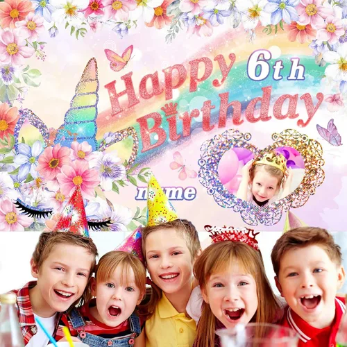 Miniatura 5 de Dicodes Decoraciones de cumpleaños de unicornio personalizadas para niñas, pancarta de cumpleaños de unicornio, decoración de cumpleaños de princesa