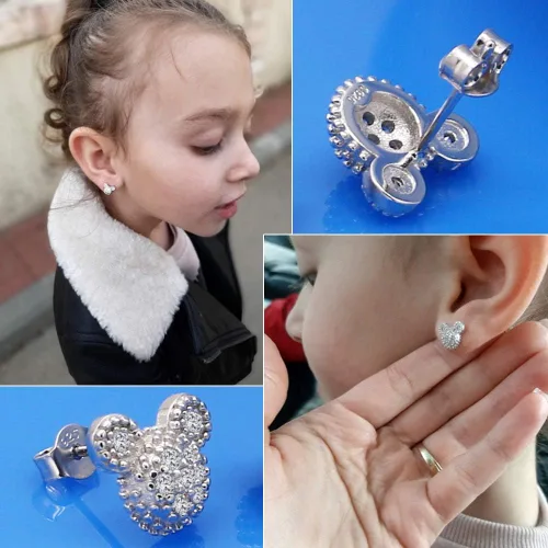 Miniatura 4 de Aretes clásicos de plata 925 para mujer, 100 % de plata 925 mate, aretes de plata italiana para niñas, joyería no alérgica, 0.3 pulgadas 0.4