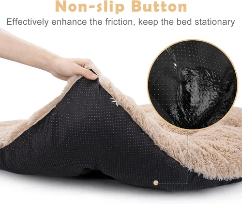 Miniatura 3 de JOEJOY Almohadilla grande para cama para perro, cama de lujo lavable para perros, almohadilla suave antideslizante para perros extragrandes, Beige