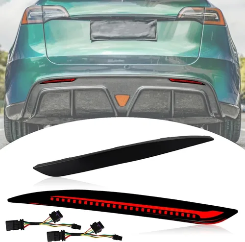 Miniatura 7 de Luces reflectoras LED de parachoques trasero para Tesla modelo Y 2021-2023 funciona como luz de freno DRL con señal de giro secuencial faros