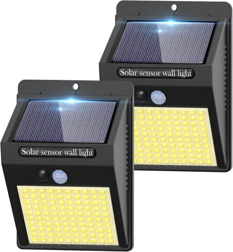 Miniatura 12 de 2 paquetes de luces solares para exteriores con sensor de movimiento - 3 modos/100 LED, luces solares de seguridad inalámbricas, resistentes al agua