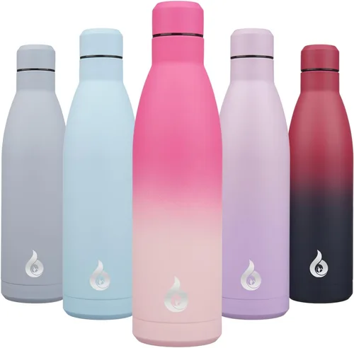 Miniatura 64 de BJPKPK Botella de Agua Aislada 17oz Botellas de Agua de Acero Inoxidable Apta para Lavavajillas Metal Térmica Mantiene Frío y Caliente, Gris Niebla