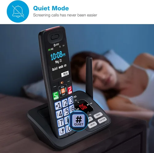 Miniatura 13 de AT&T Teléfono inalámbrico DECT 6.0, 3 auriculares, bloqueador de llamadas inteligente, conexión Bluetooth a celda, contestador automático, pantalla