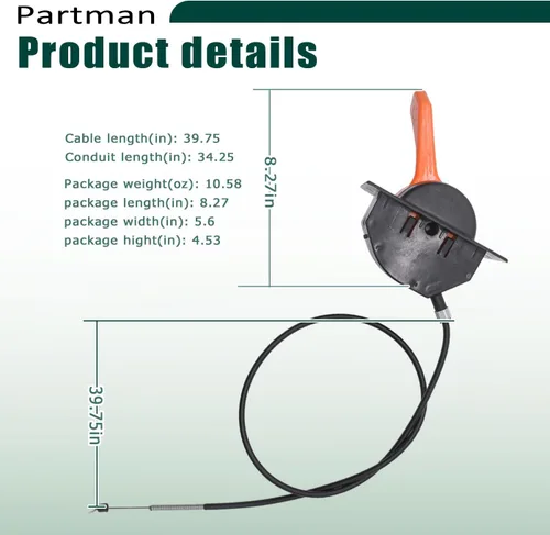 Miniatura 3 de Partman Parte apta para cable de estrangulador de acelerador John Deere GY21984 D125 D130 D140 D160 D170 LA155 X165 palanca de acelerador