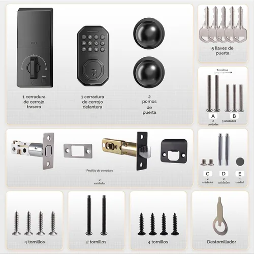 Miniatura 8 de Ulecoce Cerradura de puerta de entrada sin llave con juego de perillas, WiFi integrado, cerraduras de puerta para puerta delantera, control