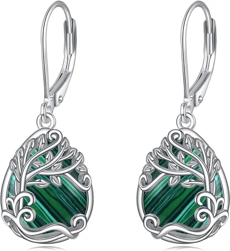 Miniatura 281 de Aretes colgantes con forma de lágrima de filigrana de piedra lunar de plata de ley 925 con cierre de palanca para mujer, regalos de joyería