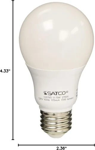 Miniatura 2 de Satco Bombillas LED A19 de 11.5 W, 2700 K blanco cálido, 1100 lúmenes, base media E26, ángulo de haz de 220 grados, acabado escarchado,