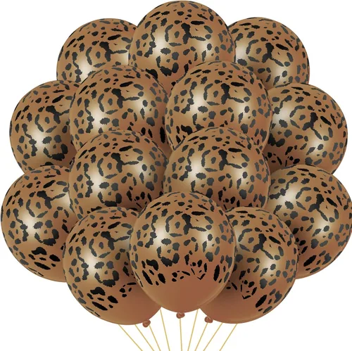Miniatura 11 de Gejoy 36 globos dorados con estampado de guepardo de 12 pulgadas, globos con estampado de leopardo, safari, selva, animales, decoraciones de látex