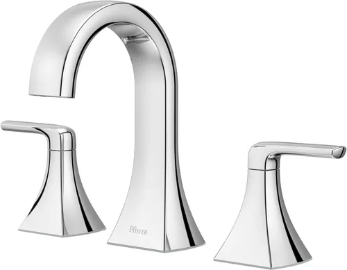 Pfister Bruxie LF049BIEC - Grifo de lavabo de baño, 8 pulgadas de ancho, 2 asas, 3 agujeros, certificado NSF, acabado cromado pulido, LF049BIEC