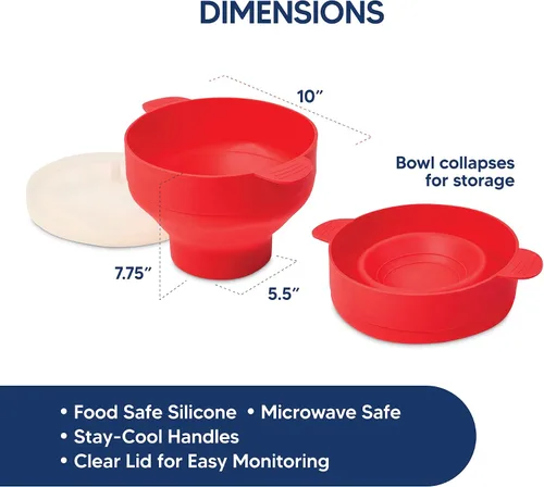 Miniatura 2 de HIC Kitchen Máquina para hacer palomitas de maíz para microondas, silicona