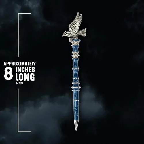 Miniatura 4 de The Noble Collection Harry Potter Ravenclaw - Bolígrafo chapado en plata, 8 pulgadas (8.3 in) rematado con la mascota Raven House de Ravenclaw